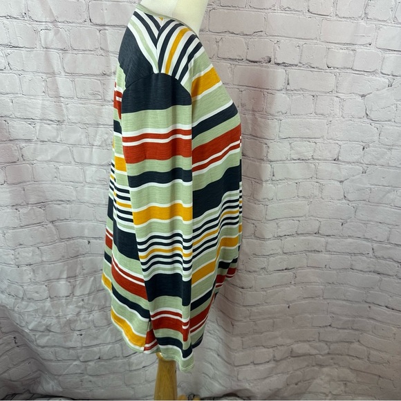 boutique Striped Multicolor Women's Top with front twist 3/4 sleeve sz L - Picture 2 of 6